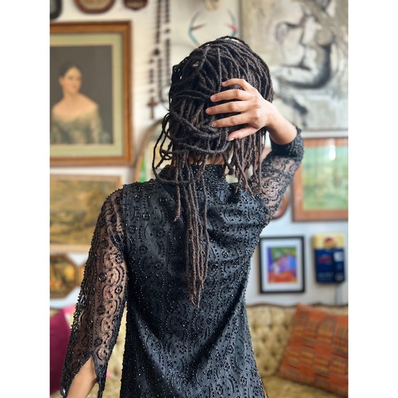 Rare VTG 70s Charles & Co Lace and Sequin made in Hong Kong Size 38/Small - Picture 5 of 10